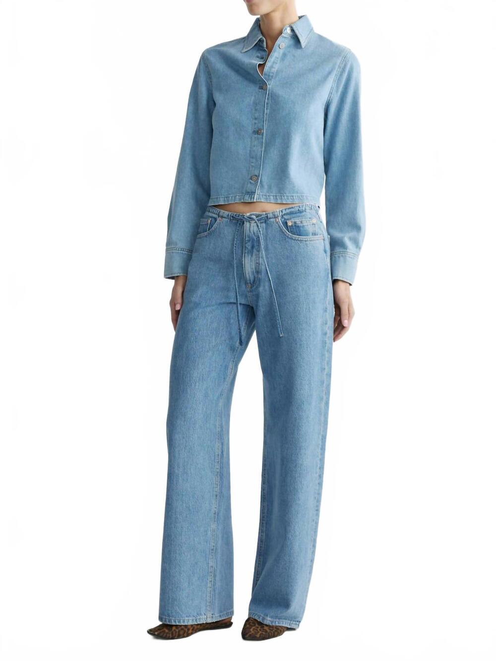 NEW DL1961 - WOMEN'S sienna low-slung wide leg jean in river aura